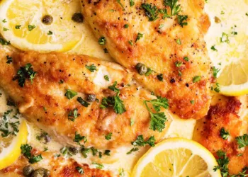 Piept de pui cu unt, smântână și lămâie