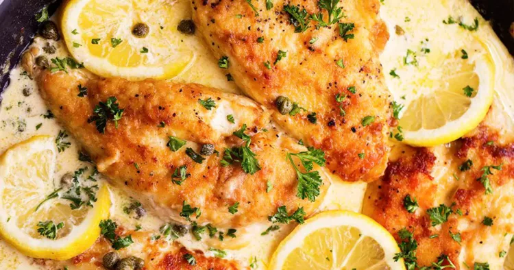 Piept de pui cu unt, smântână și lămâie
