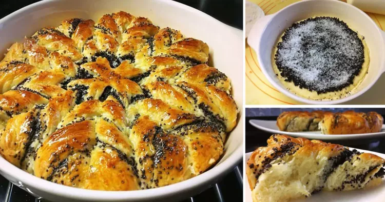 Prăjitura cu mac din aluat de brânză și drojdie. O floare pentru musafiri care îi va cuceri pe loc