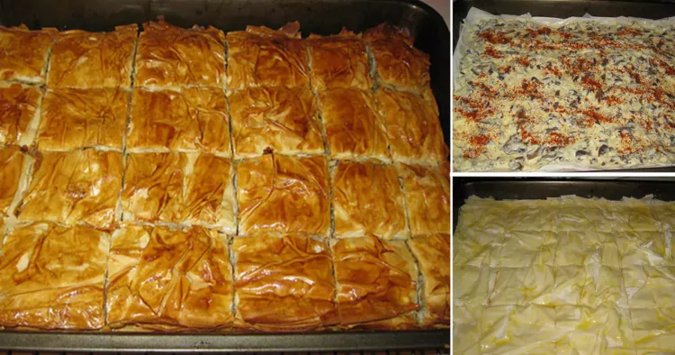 Plăcintă cu ciuperci, mărar și ceapă