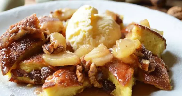 Omletă franțuzească cu fructe caramelizate, un mic dejun delicios