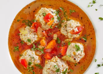 Ciorbă de perișoare cu legume și leuștean, așa cum o făcea bunica