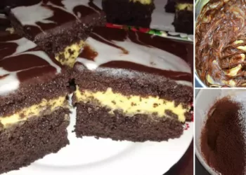 Prăjitură marmorată cu cremă de vanilie. Un desert delicios și cremos pe care îl prepari rapid la tine în bucătărie