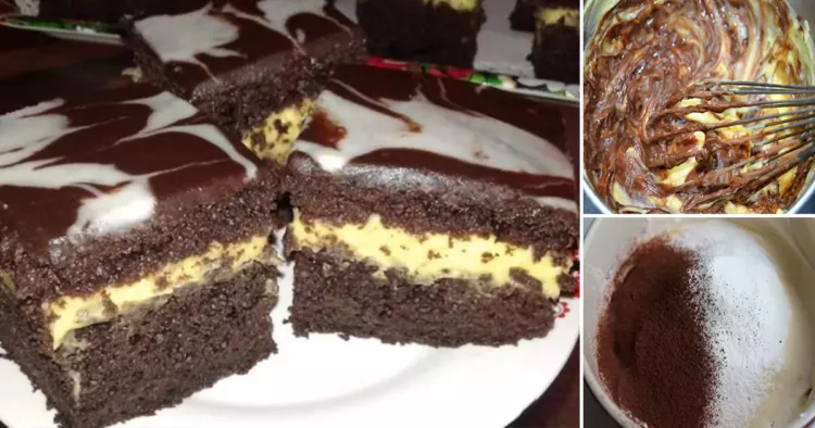 Prăjitură marmorată cu cremă de vanilie. Un desert delicios și cremos pe care îl prepari rapid la tine în bucătărie