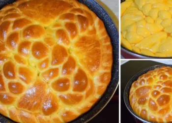 Pască pentru masa de Paște cu brânză, stafide și aluat de cozonac