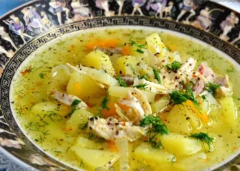 Ciorbă moldovenească cu pui, șofran și legume de primăvară. Cu siguranță cea mai bună pe care am mâncat-o până acum