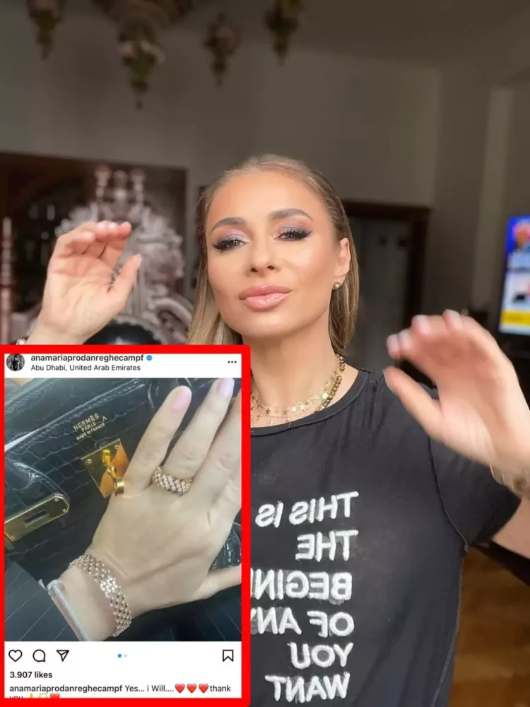 Anamaria Prodan fericită la primele ore ale dimineții, cu un inel de logodnă