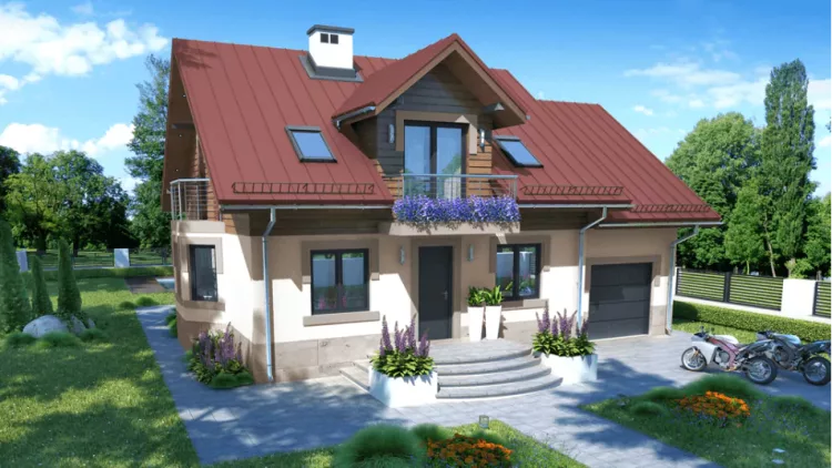 Casa economica cu mansarda si garaj. Planul si proiectul de amenajare