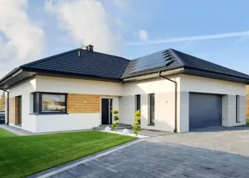 Proiect casa PARTER in forma de L cu GARAJ dublu si TERASA