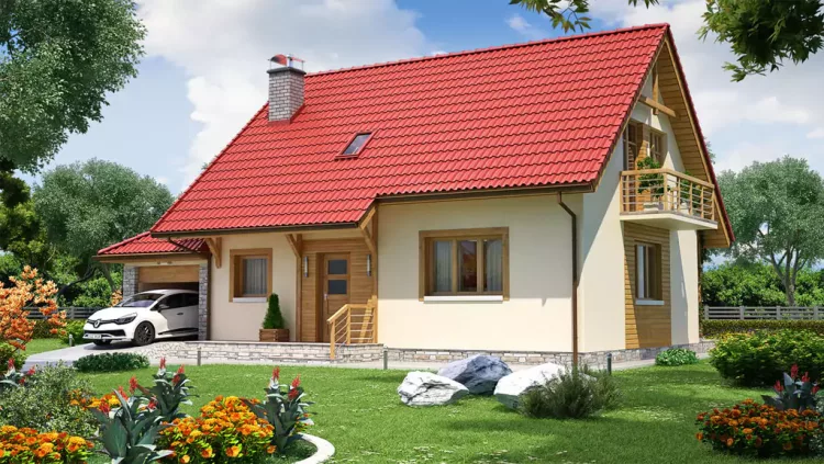 Casa cu mansarda si garaj de 99 mp. Proiect detaliat cu planuri si poze