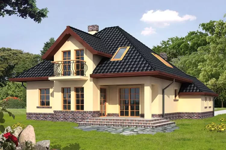 Proiect deosebit de frumos: casa cu mansarda sub 150 mp