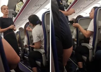 Motivul pentru care românca din imagine a fost dată afară de către stewardesă, dintr-un avion WizzAir