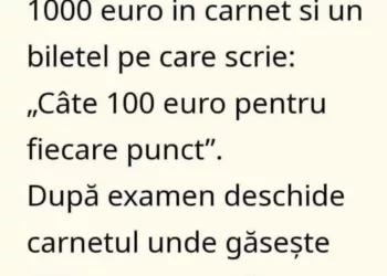 Bulă la examen pune 1000 euro în carnet și un bilețel pe care scrie: