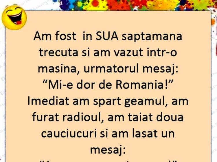Am fost în SUA săptămâna trecută și am văzut într-o mașină, următorul mesaj: