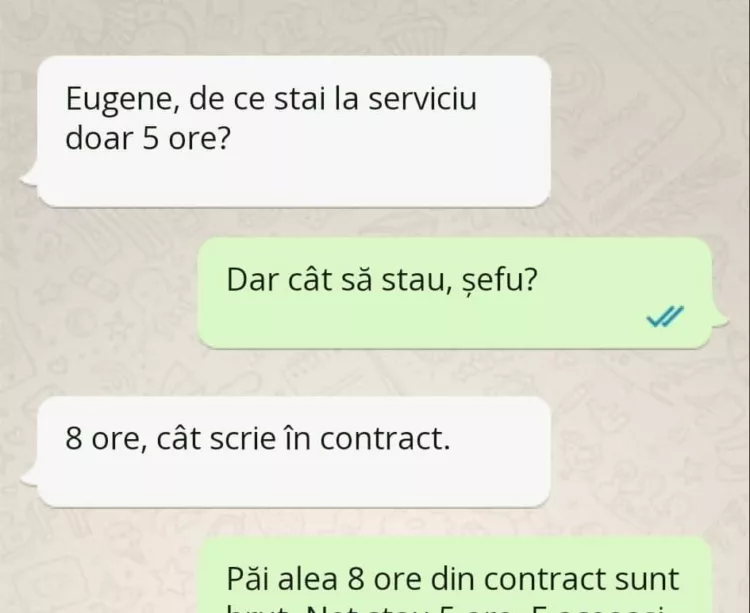 Banc: Bun raspunsul lui Eugen.