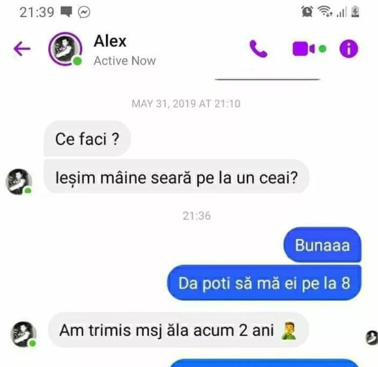 Mesaj trimis de un tip în urmă cu doi ani