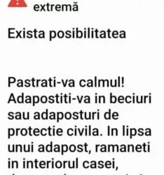 RO-ALERT: ” Adapostiti-va in beciuri sau adaposturi de protectie civila.