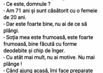 Cel mai tare banc de azi! Un ofițer de poliție trece pe lângă un domn în vârstă, care plânge.