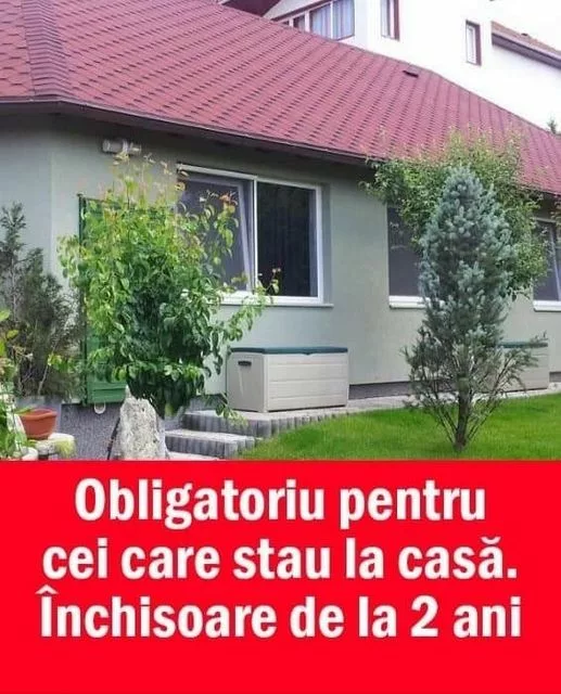 Obligatoriu pentru toți cei care stau la casă. Închisoare de la 3 luni la 2 ani sau amendă de pana la 30.000 lei la 50.000 lei . Ce trebuie sa faci imediat