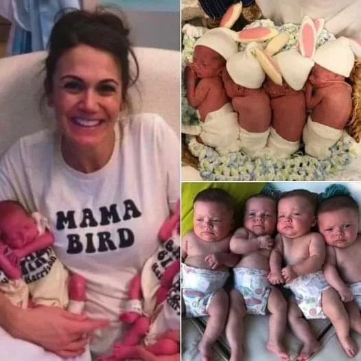 După luni de încercări de a rămâne însărcinată, mama a născut în cele din urmă 4 bebeluși sănătoși