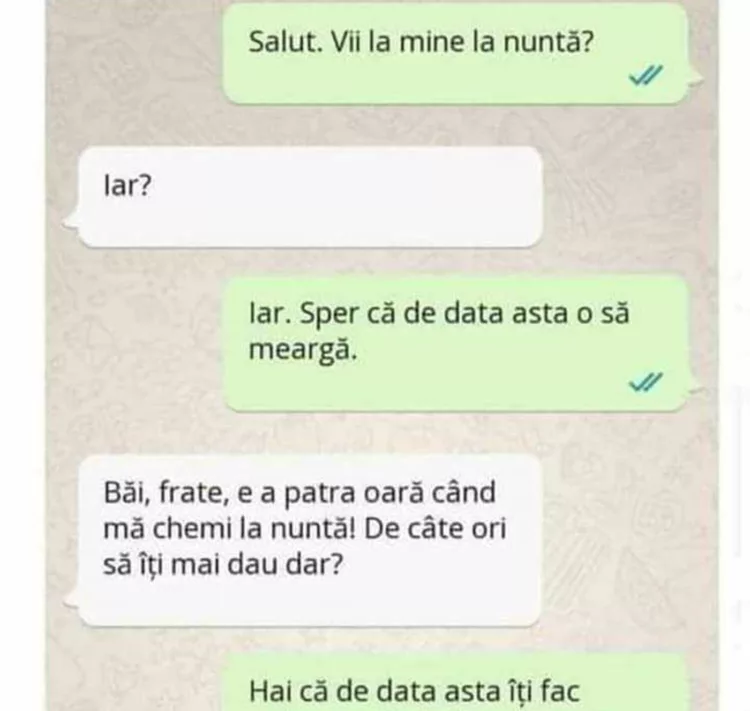 Salut. Vii mâine la nuntă?
