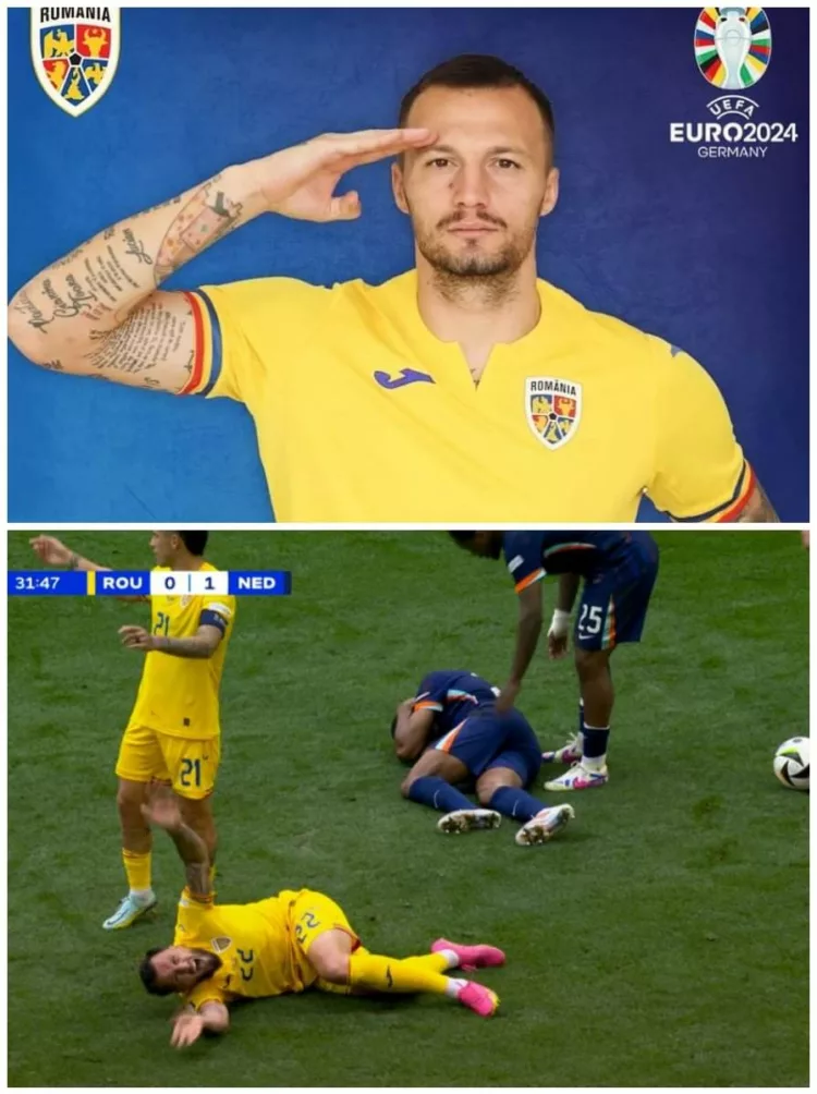 Mesajul incredibil al lui Vasile Mogoș, după ce a fost accidentat serios în meciul cu Olanda. Ce nu s-a văzut la TV
