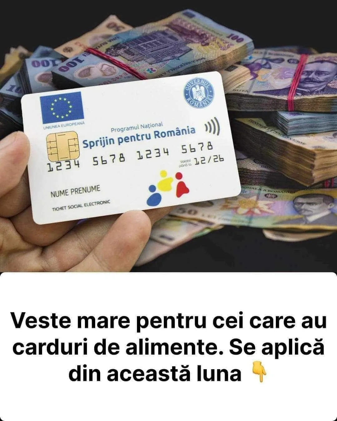 Veste importanta pentru cei care au Carduri de Alimente. Anuntul a fost facut in urma cu putin timp