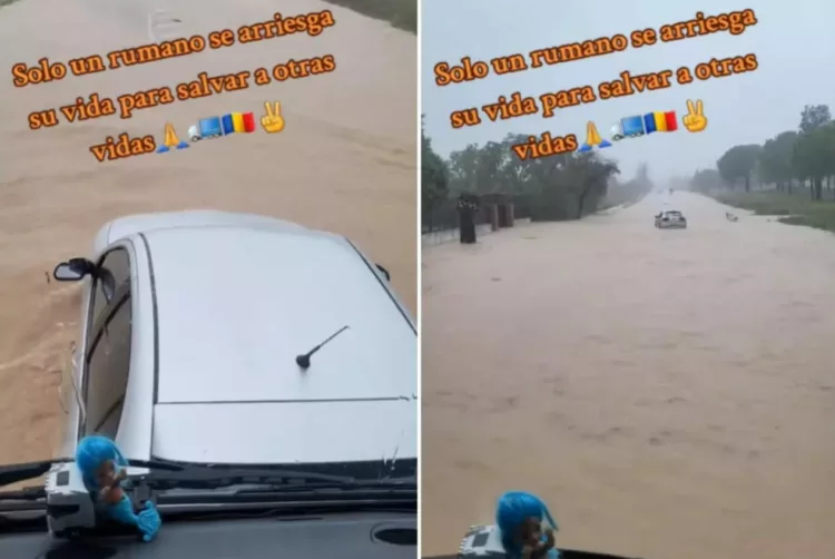 Șofer român, erou în Spania! A împins cu TIR-ul o mașină blocată în inundațiile devastatoare: ”Doar un român își riscă viața ca să salveze alte vieți!”