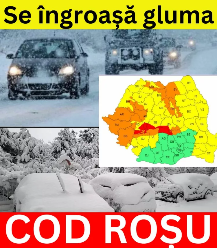 Nu e de glumit cu vremea, începând de azi. Cod roșu de viscol și ninsori: ANM a emis mai multe alerte meteo, pentru aproape toată țara. Harta cu zonele afectate