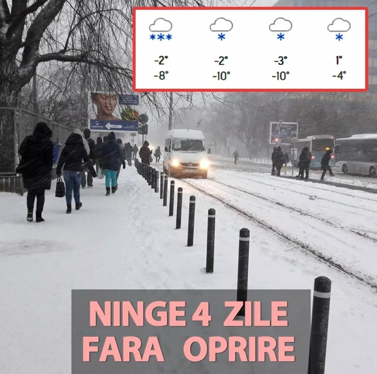 Orașul din România în care va ninge 4 zile fără oprire, potrivit meteorologilor Accuweather