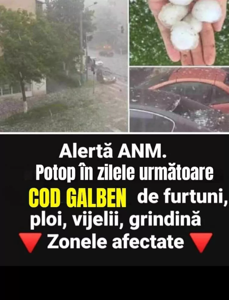 Avertizare meteo ANM: Cod galben de furtuni, ploi torențiale și grindină în jumătate de țară. Vreme instabilă până pe 9 mai