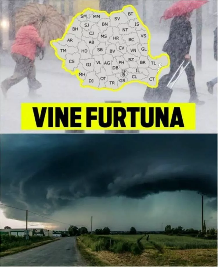 Alertă meteo în România: Cod portocaliu de furtuni în 14 județe. Vânturi de peste 110 km/h și ploi torențiale în următoarele 48 de ore