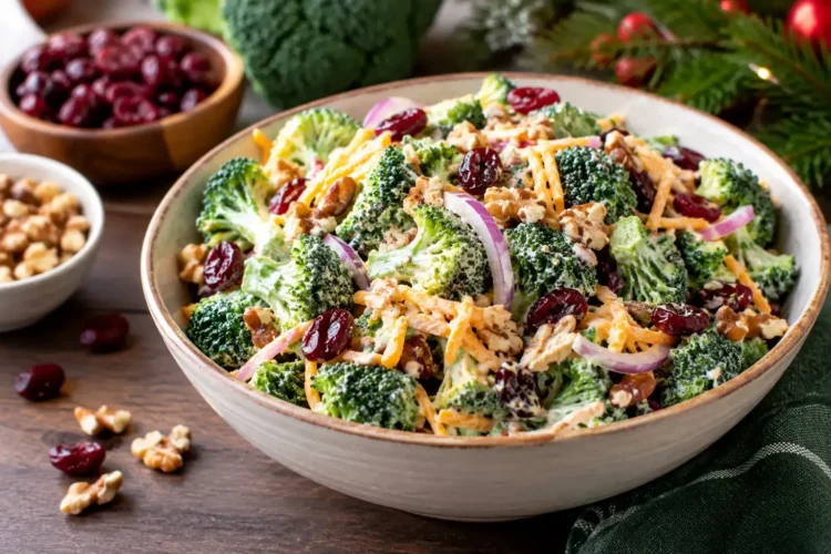 Salată cu broccoli și merișoare, o rețetă ieftină care nu cere gătit